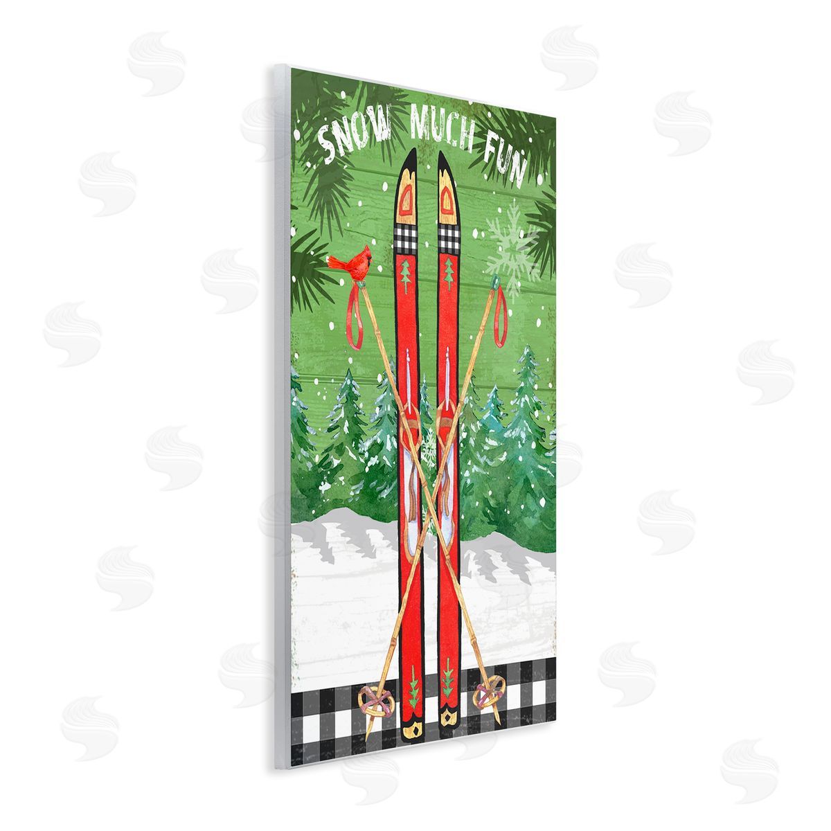 Snow Much Fun Skis Wood Plaque Wall Art, Home Decor by Andrea Tachiera