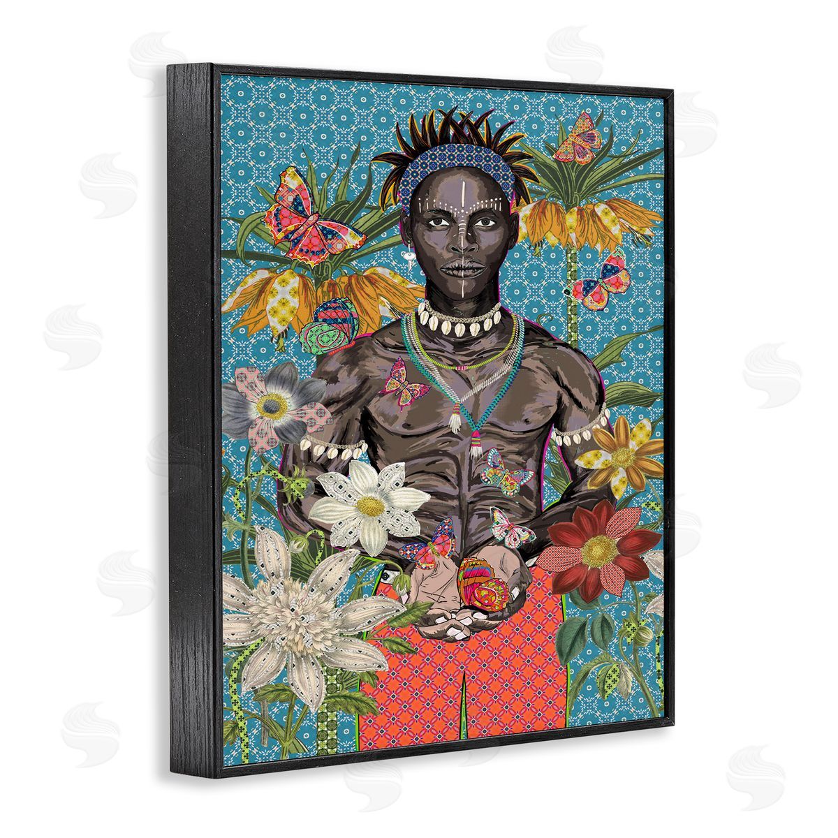 Man Releasing Butterflies Black Frame Print Wall Art, Home Decor by Sangita Bachelet