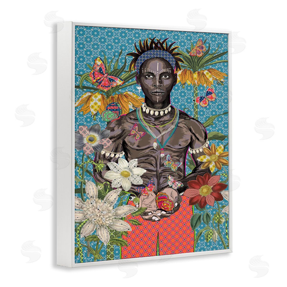 Man Releasing Butterflies White Frame Print Wall Art, Home Decor by Sangita Bachelet