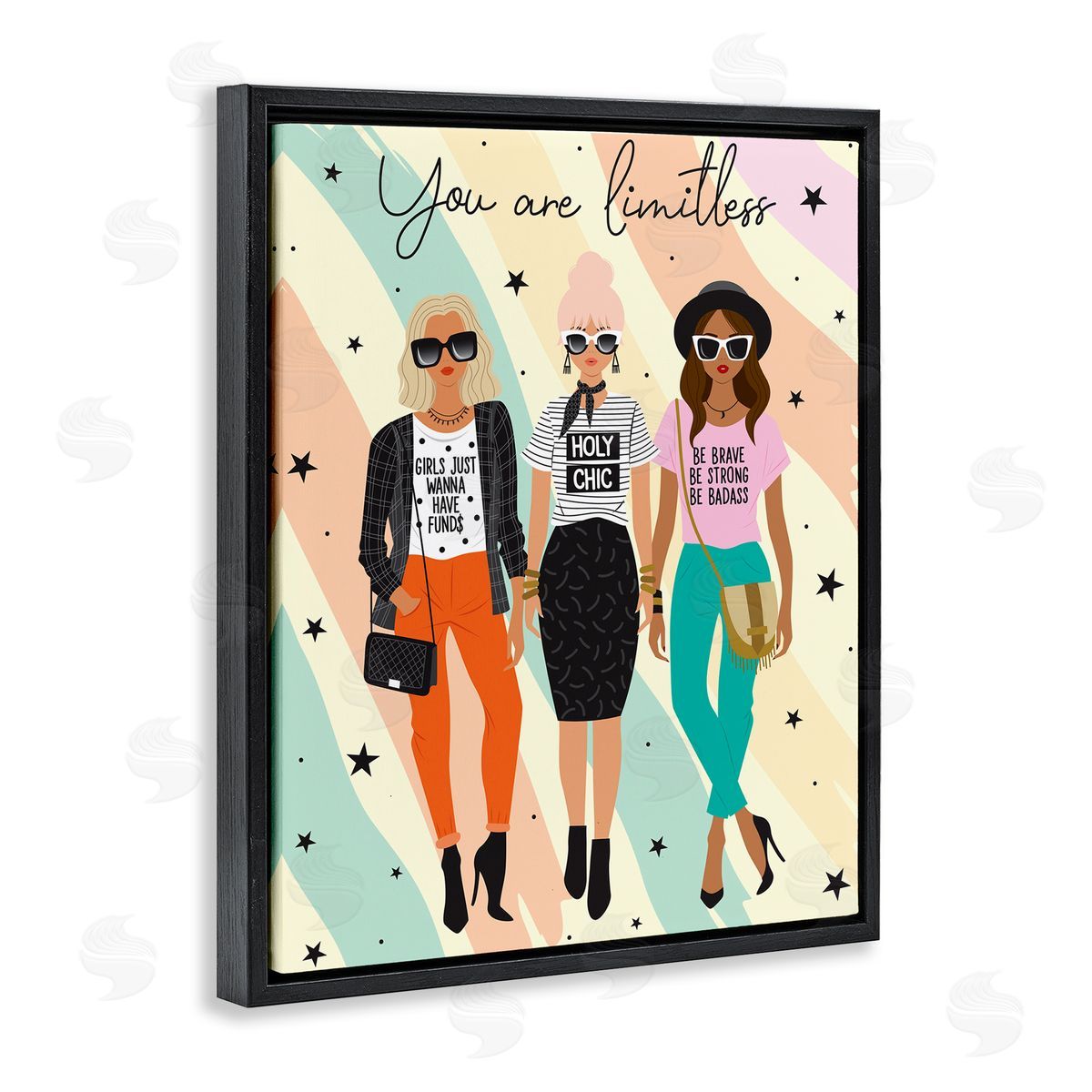 You Are Limitless Fashionistas Black Floating Frame Canvas Wall Art, Home Decor by Ilis Aviles