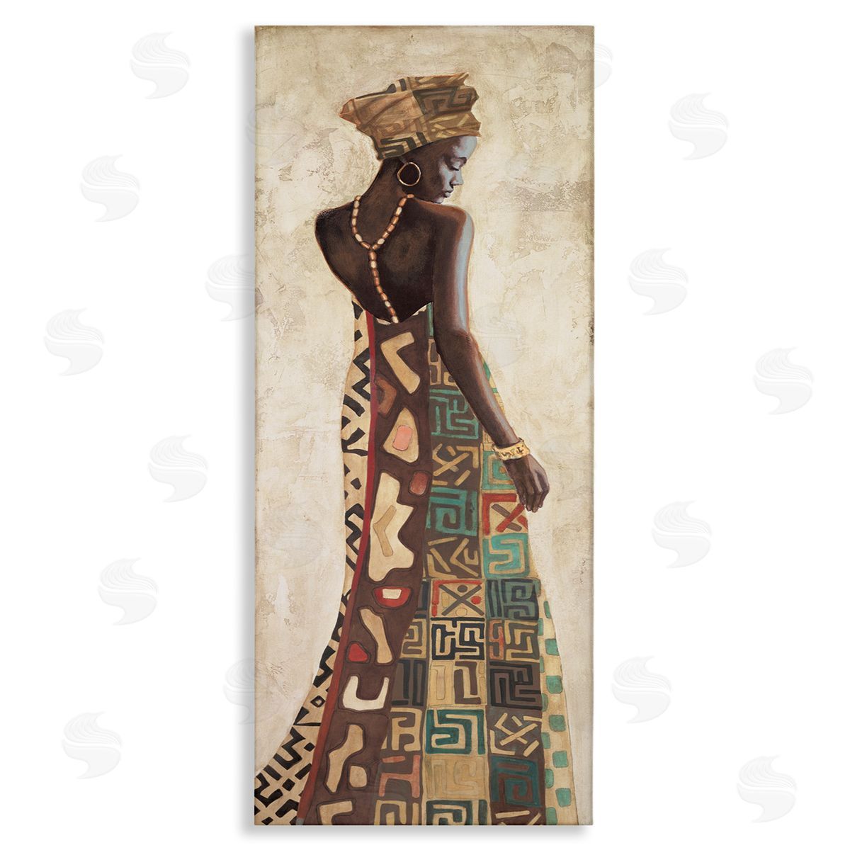 African Woman in Dress Canvas Wall Art, Home Decor by Jacques Leconte