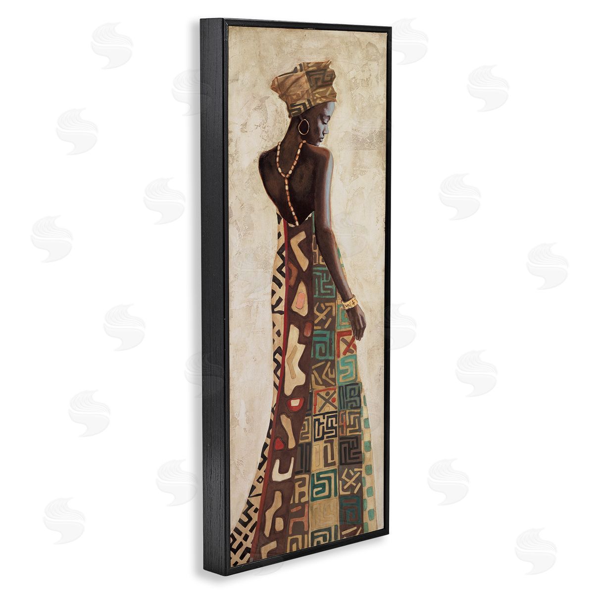 African Woman in Dress Black Frame Print Wall Art, Home Decor by Jacques Leconte