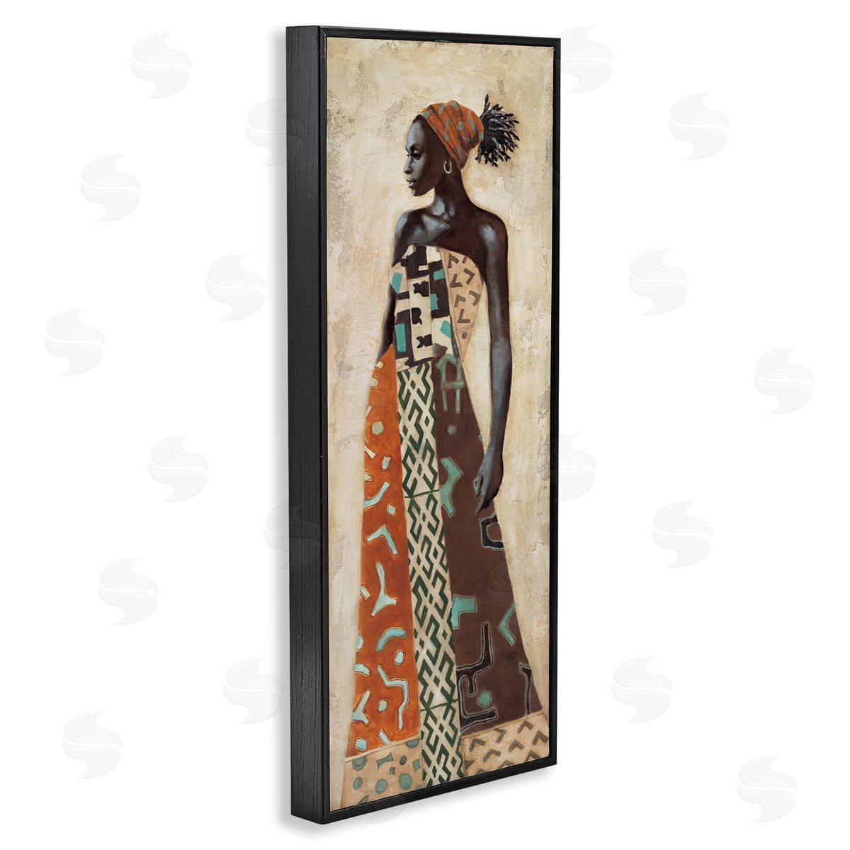 Timeless African Woman in Dress Black Frame Print Wall Art, Home Decor by Jacques Leconte
