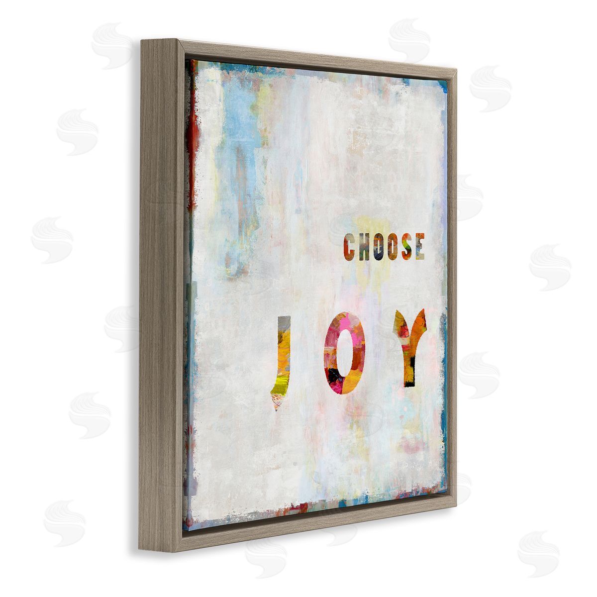 Colorful Choose Joy Phrase Brown Floating Frame Canvas Wall Art, Home Decor by Jamie MacDowell