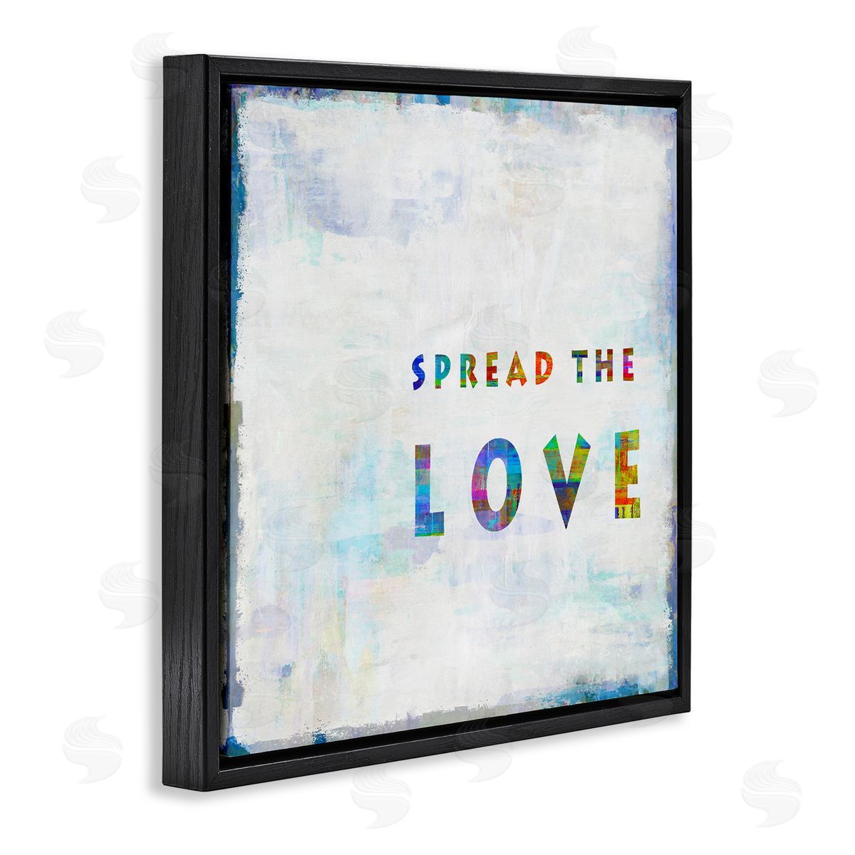 Colorful Spread the Love Black Floating Frame Canvas Wall Art, Home Decor by Jamie MacDowell