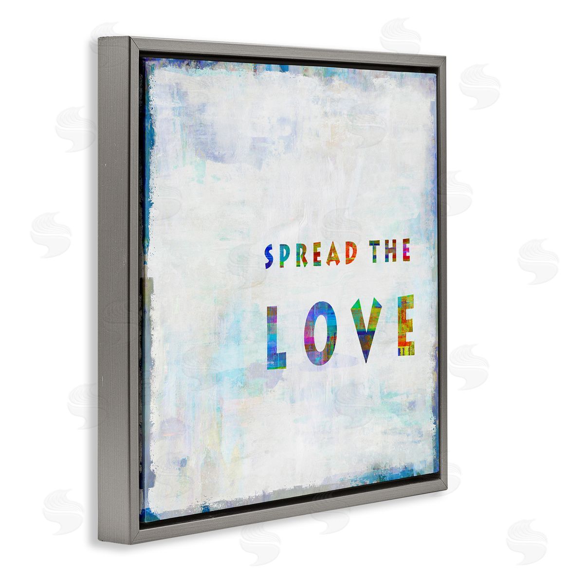 Colorful Spread the Love Grey Floating Frame Canvas Wall Art, Home Decor by Jamie MacDowell