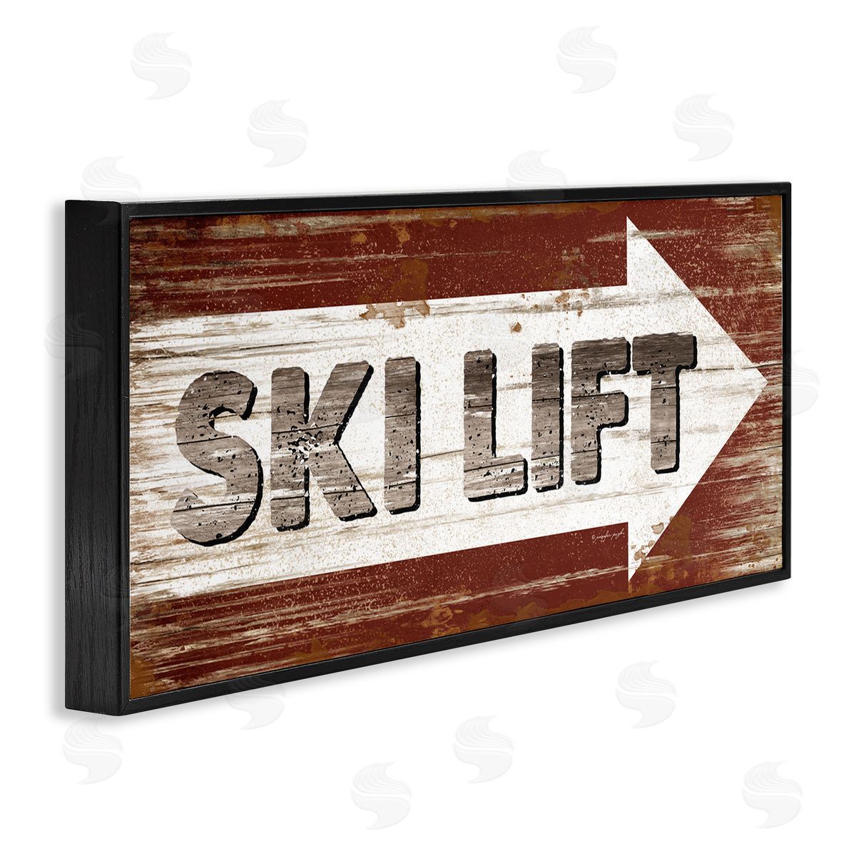 Ski Lift Right Sign Black Frame Print Wall Art, Home Decor by Jennifer Pugh