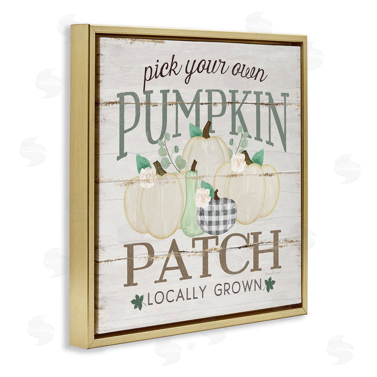 PYO Pumpkin Patch Sign Gold Floating Frame Canvas Wall Art, Home Decor by Jennifer Pugh