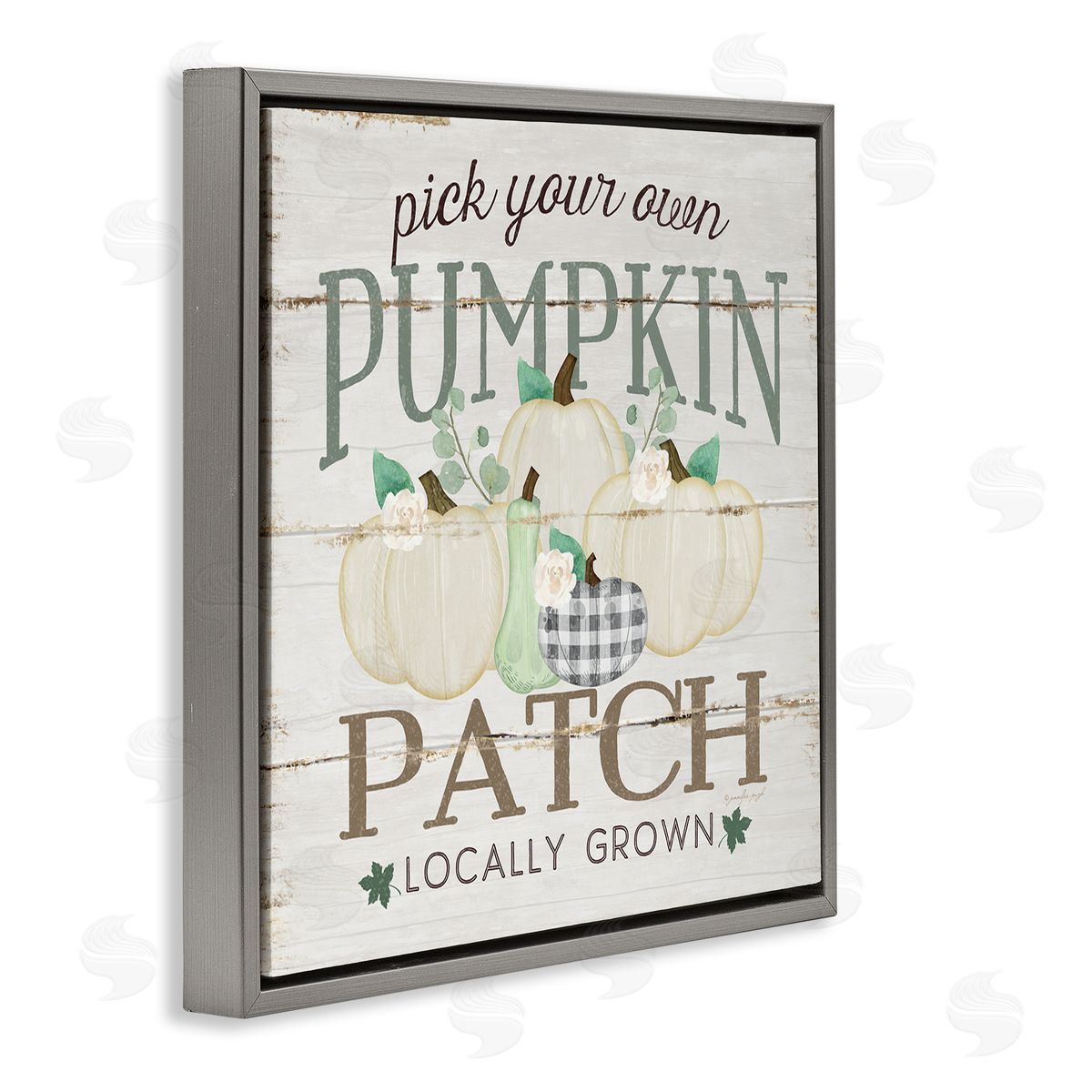 PYO Pumpkin Patch Sign Grey Floating Frame Canvas Wall Art, Home Decor by Jennifer Pugh