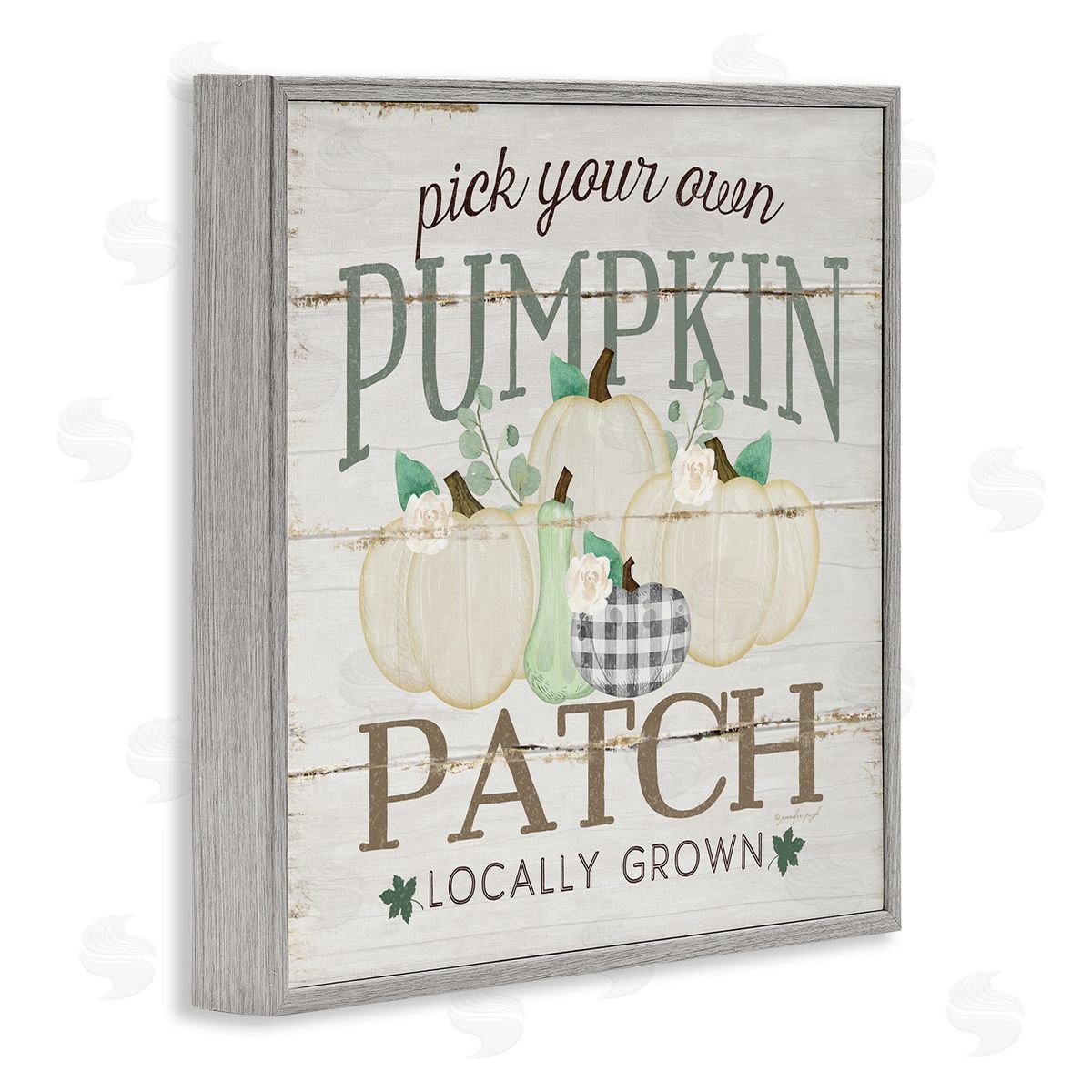 PYO Pumpkin Patch Sign Grey Frame Print Wall Art, Home Decor by Jennifer Pugh