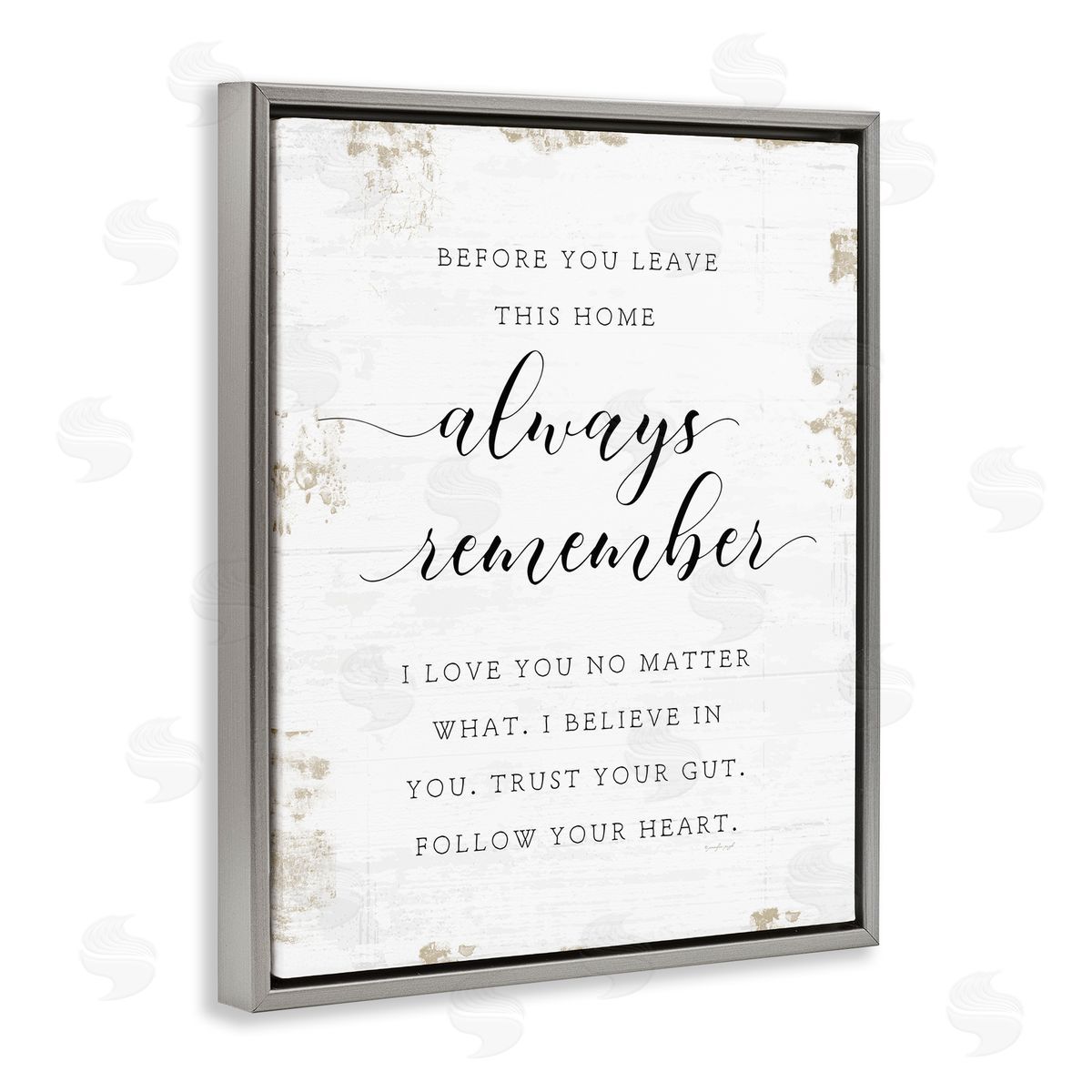 Always Remember Follow Heart Grey Floating Frame Canvas Wall Art, Home Decor by Jennifer Pugh