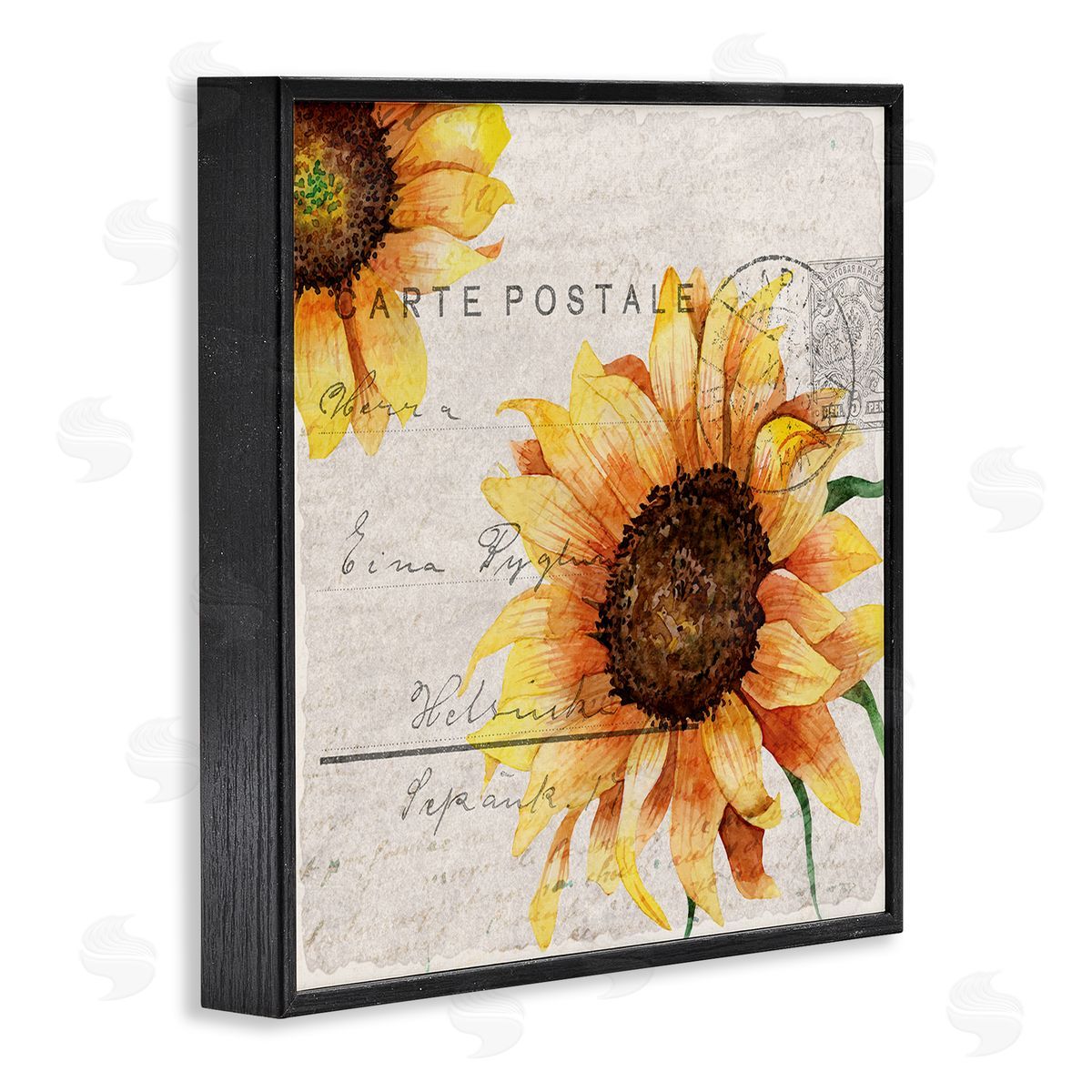 Sunflower Vintage Mail Post Black Frame Print Wall Art, Home Decor by Kim Allen