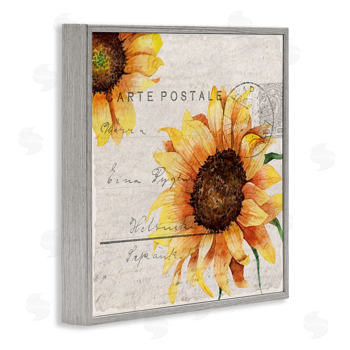 Sunflower Vintage Mail Post Grey Frame Print Wall Art, Home Decor by Kim Allen
