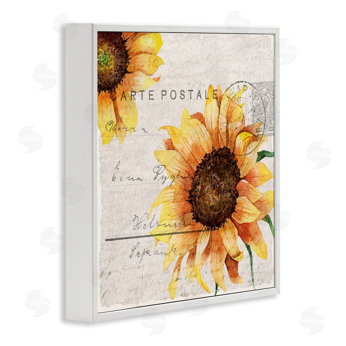 Sunflower Vintage Mail Post White Frame Print Wall Art, Home Decor by Kim Allen