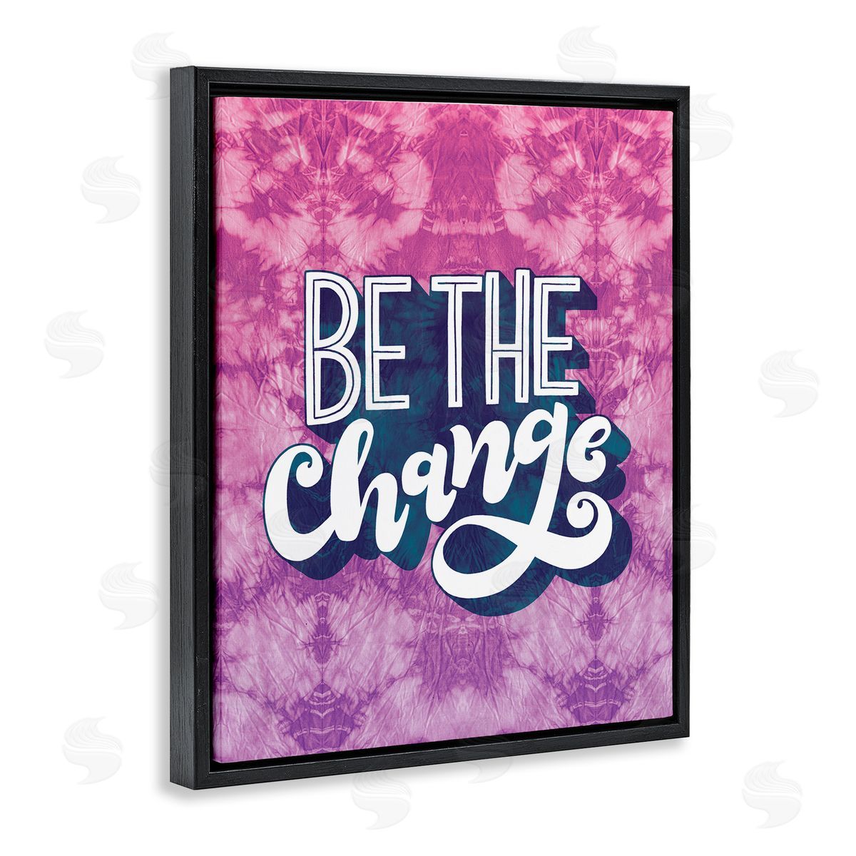 Be the Change Tie Dye Black Floating Frame Canvas Wall Art, Home Decor by Loni Harris