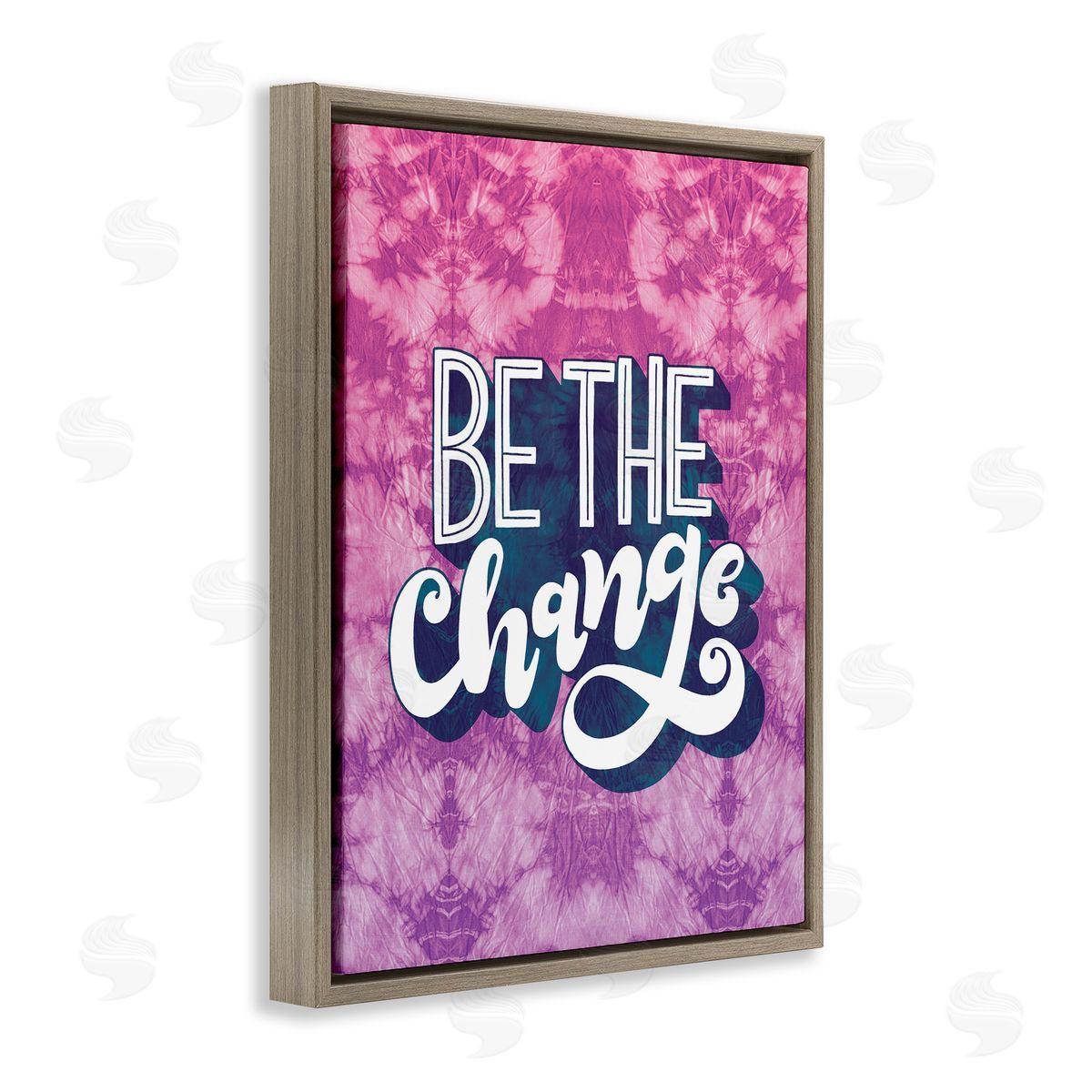 Be the Change Tie Dye Brown Floating Frame Canvas Wall Art, Home Decor by Loni Harris
