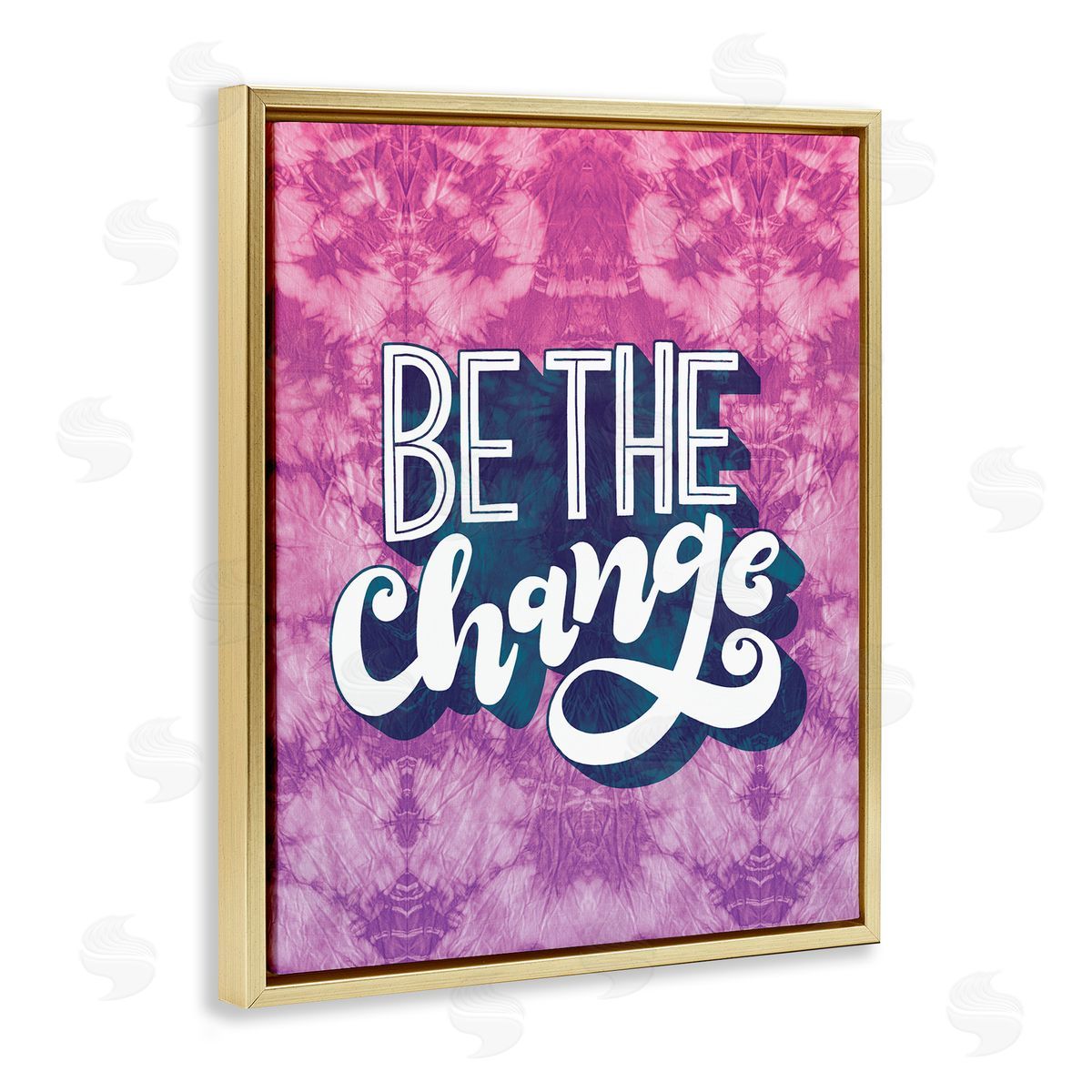 Be the Change Tie Dye Gold Floating Frame Canvas Wall Art, Home Decor by Loni Harris
