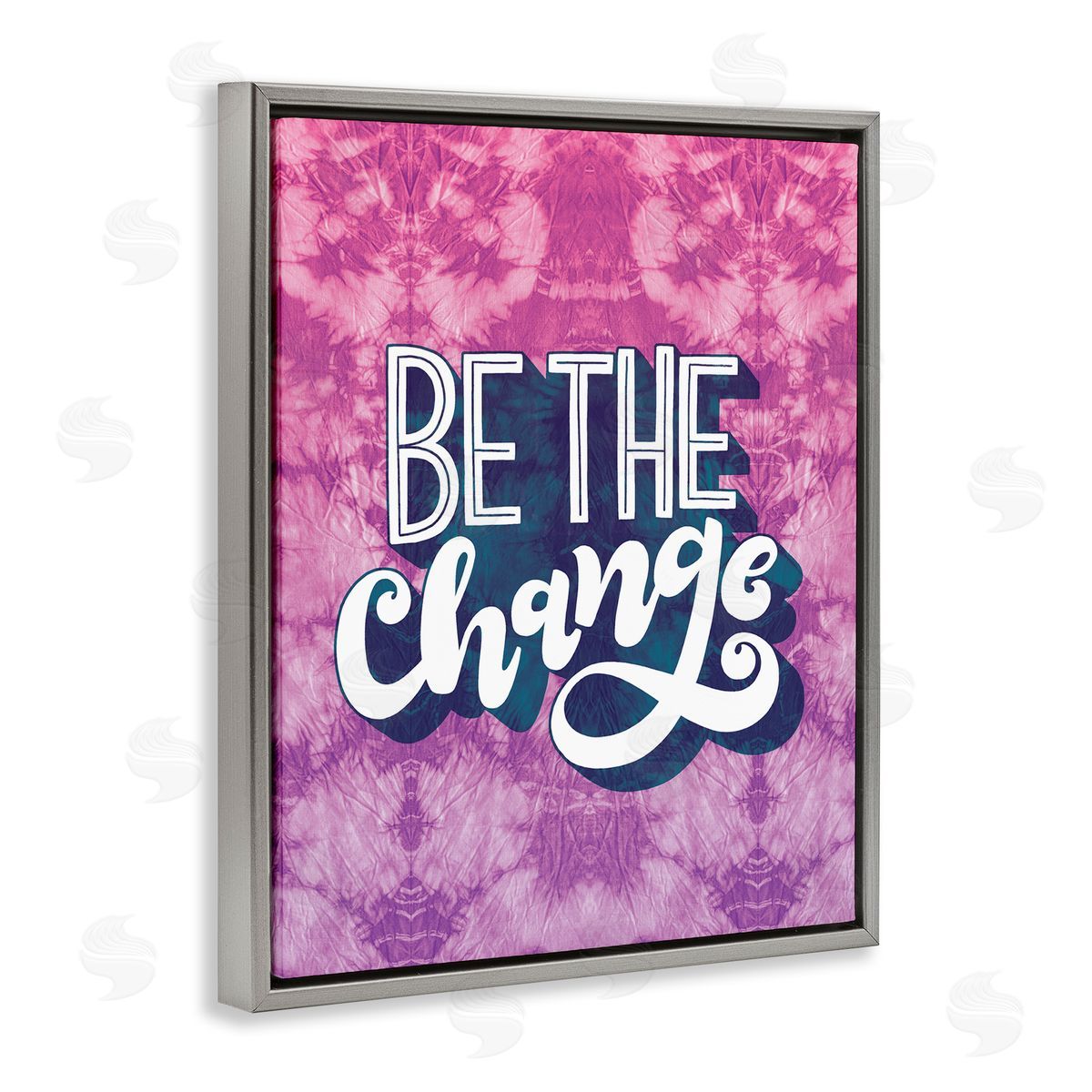 Be the Change Tie Dye Grey Floating Frame Canvas Wall Art, Home Decor by Loni Harris
