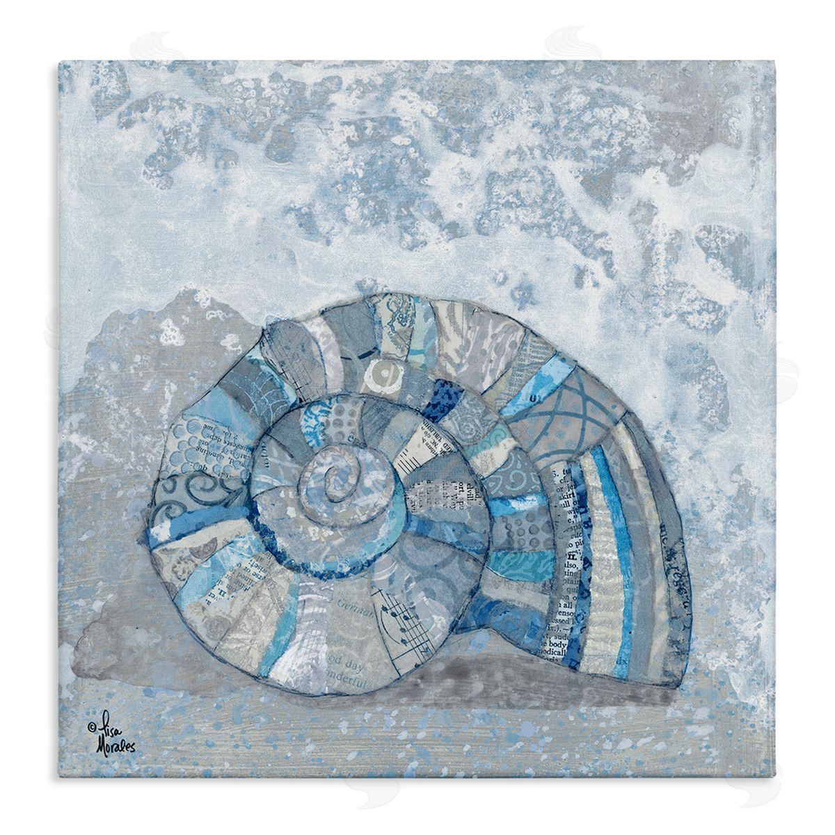 Blue Abstract Nautilus Shell Canvas Wall Art, Home Decor by Lisa Morales
