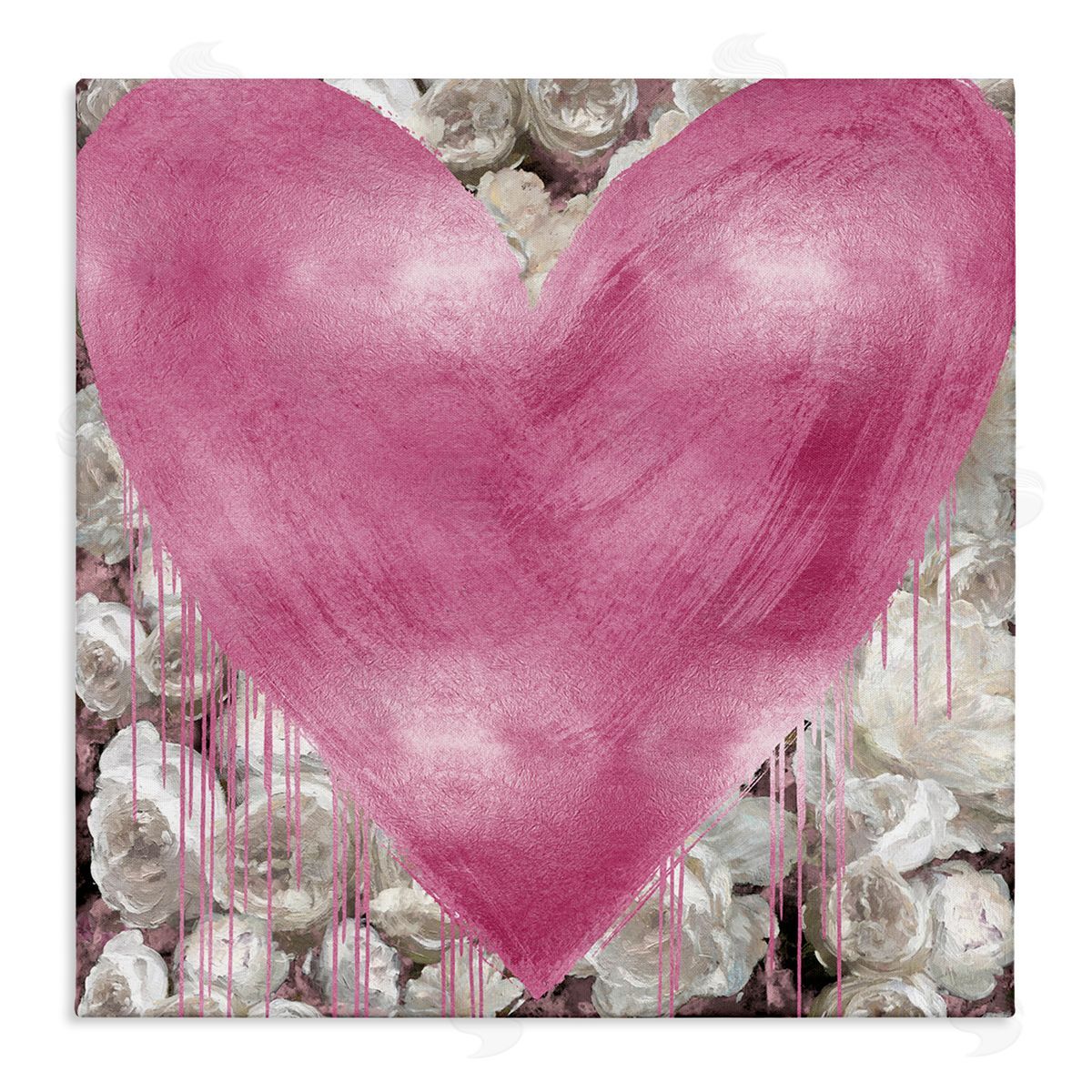 Pink Heart over Roses Canvas Wall Art, Home Decor by Lindsay Rodgers