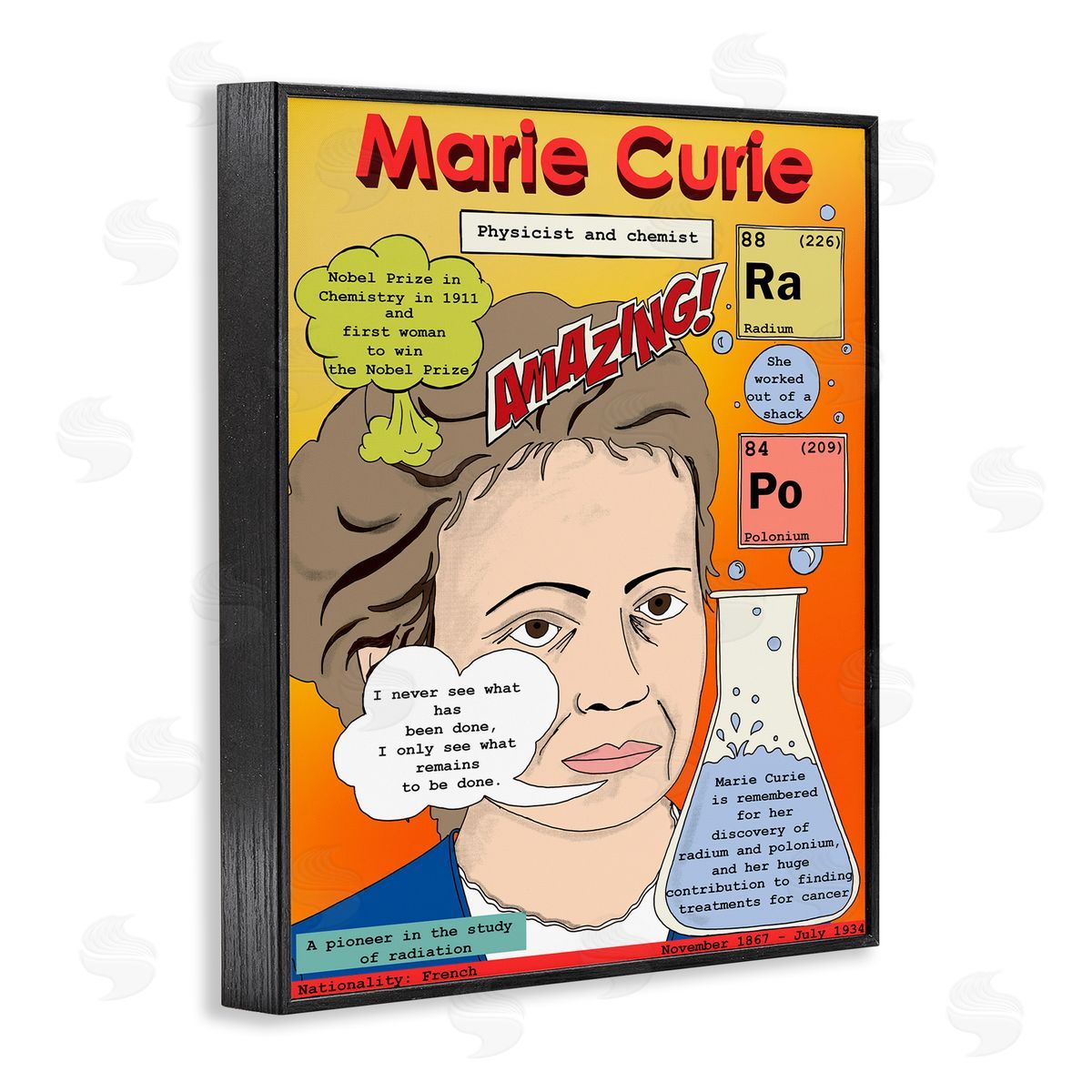 Marie Curie Magazine Cover Black Frame Print Wall Art, Home Decor by Sangita Bachelet