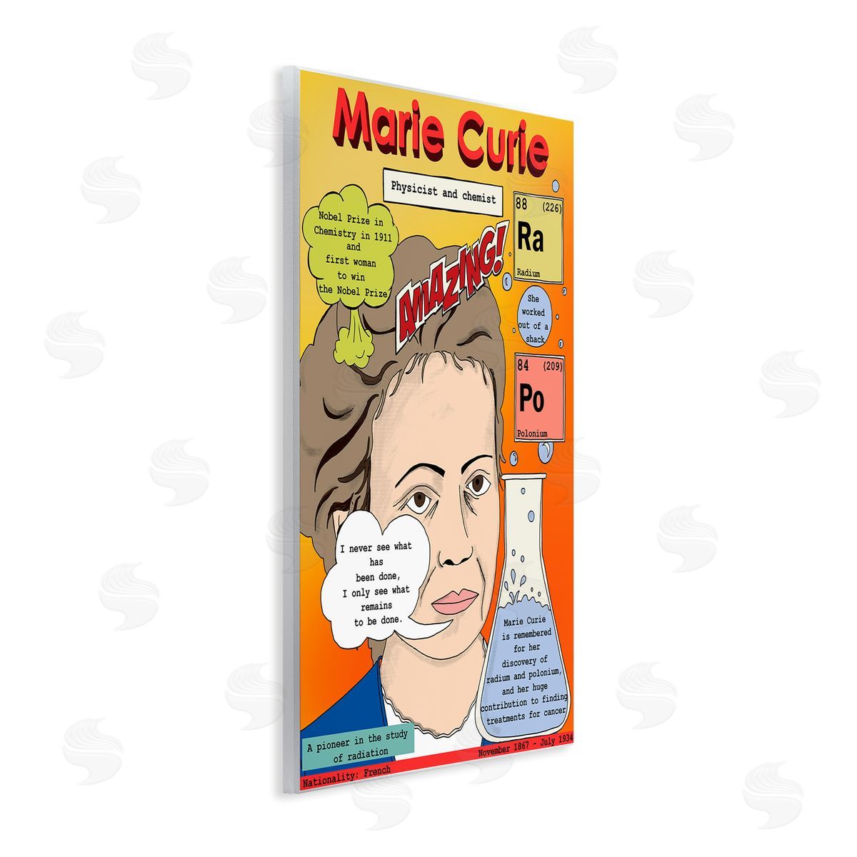 Marie Curie Magazine Cover Wood Plaque Wall Art, Home Decor by Sangita Bachelet