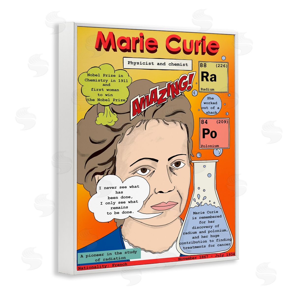 Marie Curie Magazine Cover White Frame Print Wall Art, Home Decor by Sangita Bachelet