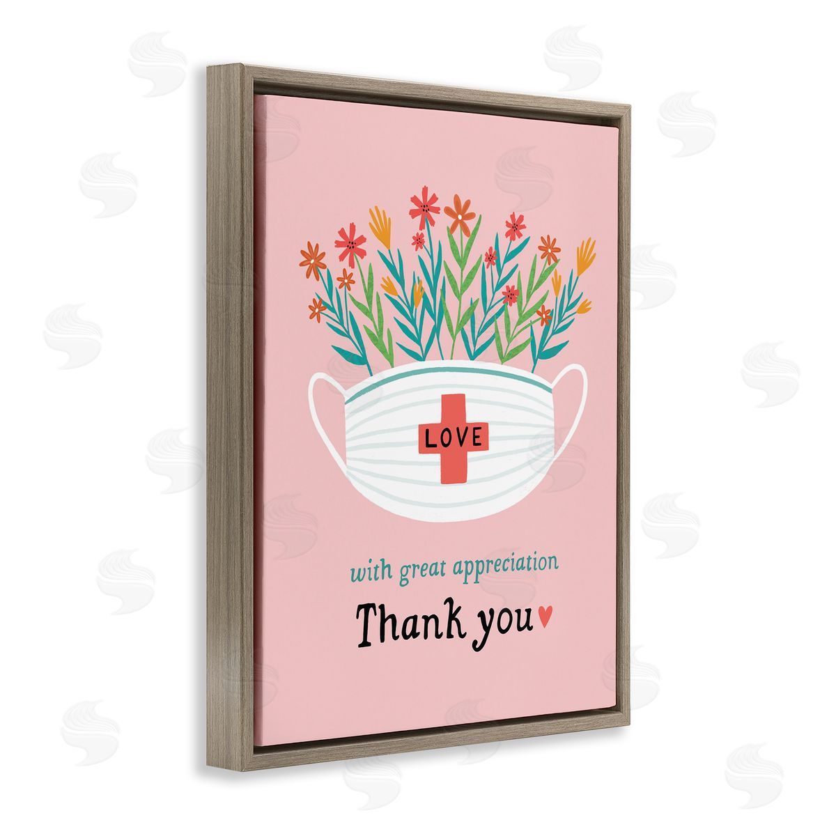 With Great Appreciation Phrase Brown Floating Frame Canvas Wall Art, Home Decor by Nina Seven