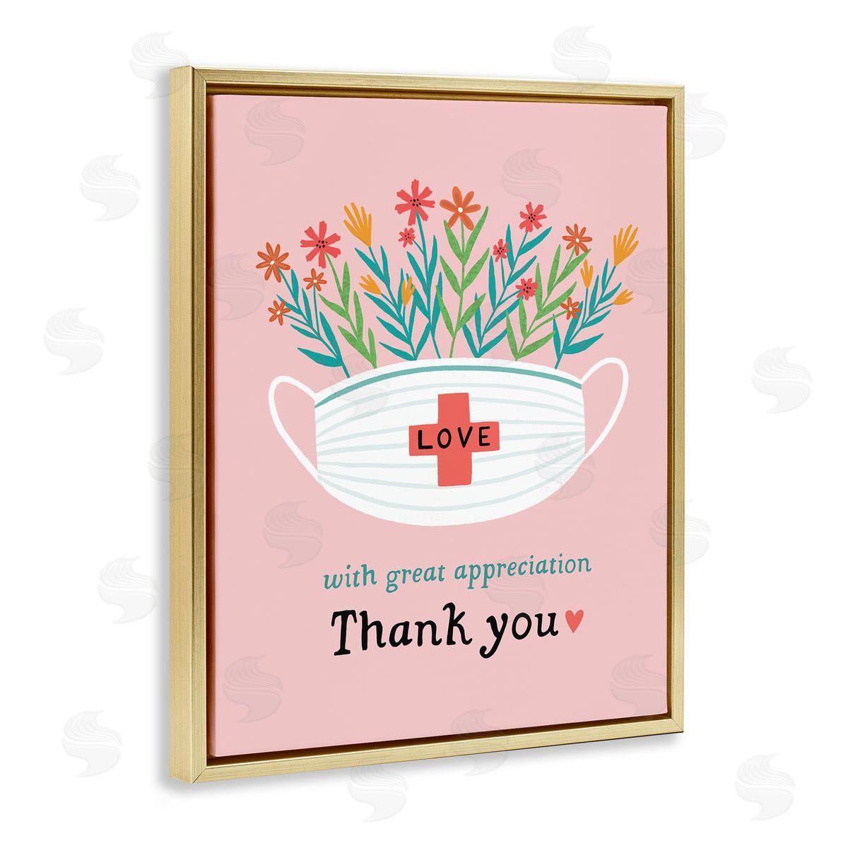 With Great Appreciation Phrase Gold Floating Frame Canvas Wall Art, Home Decor by Nina Seven