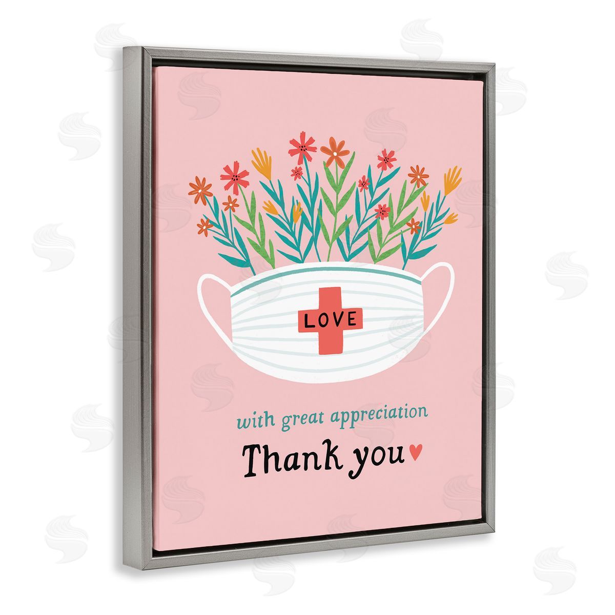 With Great Appreciation Phrase Grey Floating Frame Canvas Wall Art, Home Decor by Nina Seven