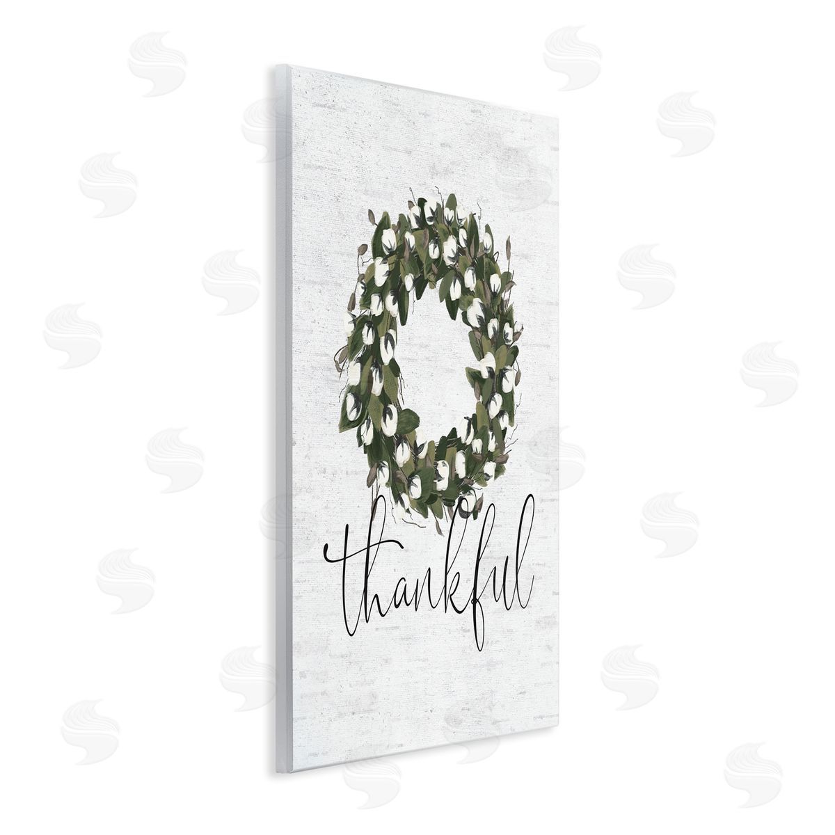 Thankful Cotton Wreath Accent Wood Plaque Wall Art, Home Decor by Lettered and Lined