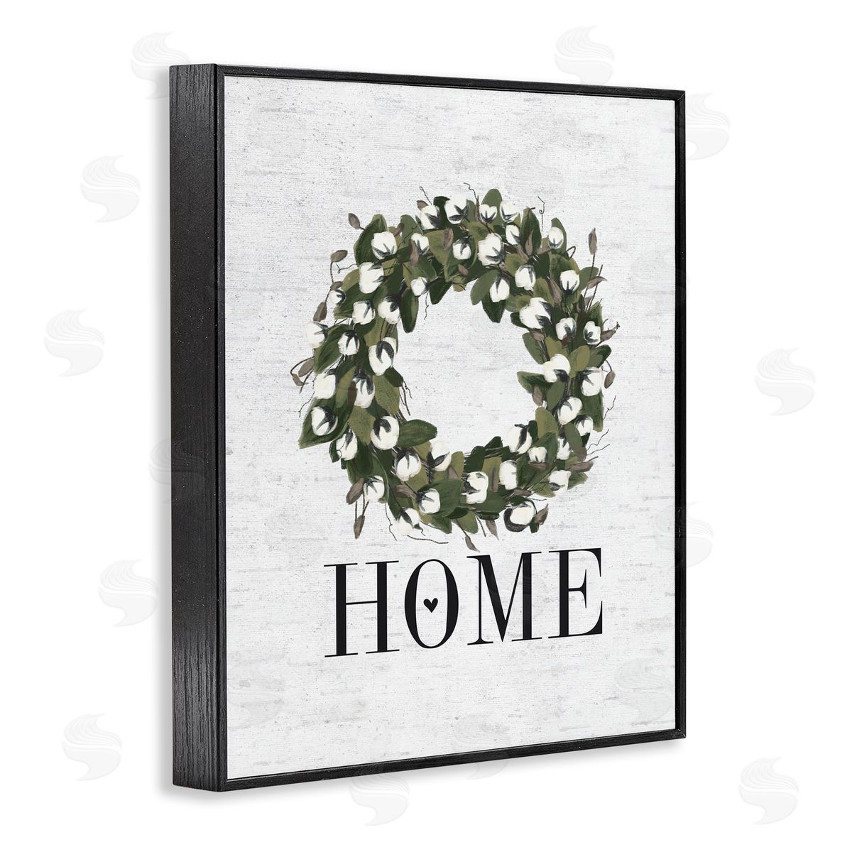 Home Cotton Wreath Accent Black Frame Print Wall Art, Home Decor by Lettered and Lined
