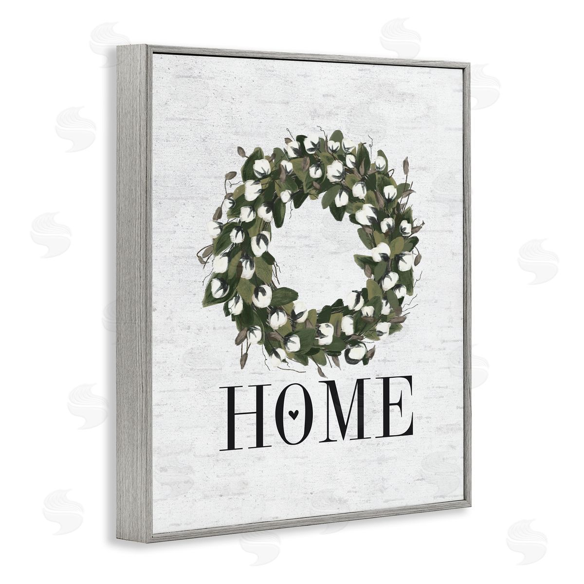 Home Cotton Wreath Accent Grey Frame Print Wall Art, Home Decor by Lettered and Lined