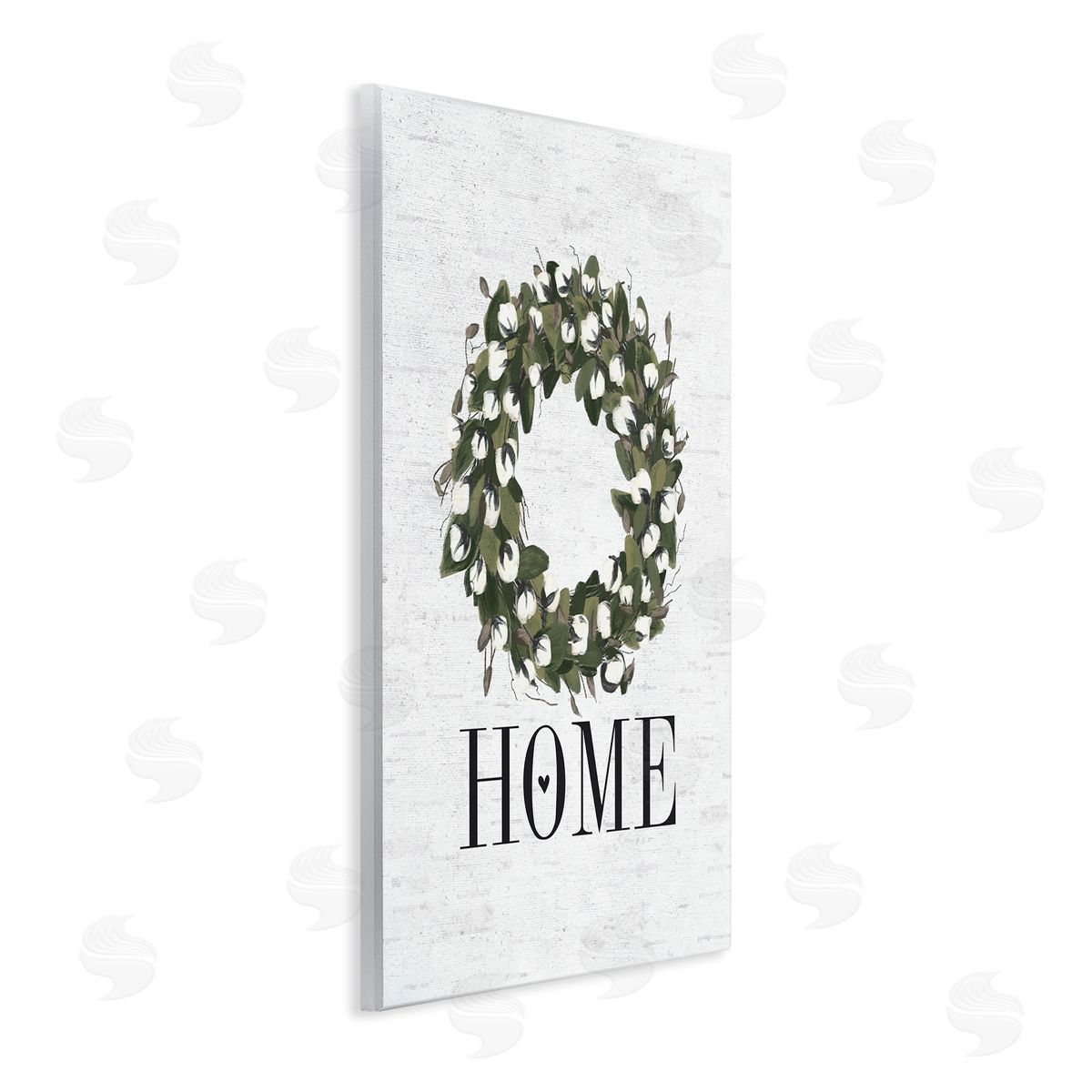 Home Cotton Wreath Accent Wood Plaque Wall Art, Home Decor by Lettered and Lined