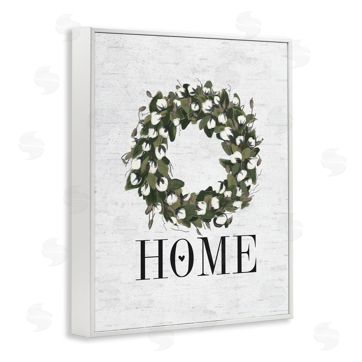 Home Cotton Wreath Accent White Frame Print Wall Art, Home Decor by Lettered and Lined