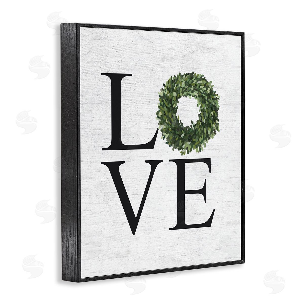 Love Green Wreath Accent Black Frame Print Wall Art, Home Decor by Lettered and Lined