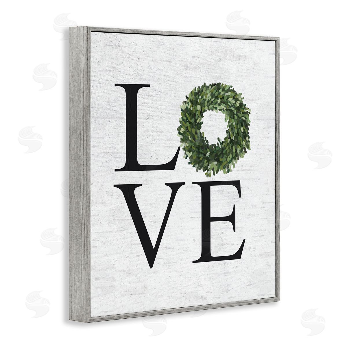 Love Green Wreath Accent Grey Frame Print Wall Art, Home Decor by Lettered and Lined