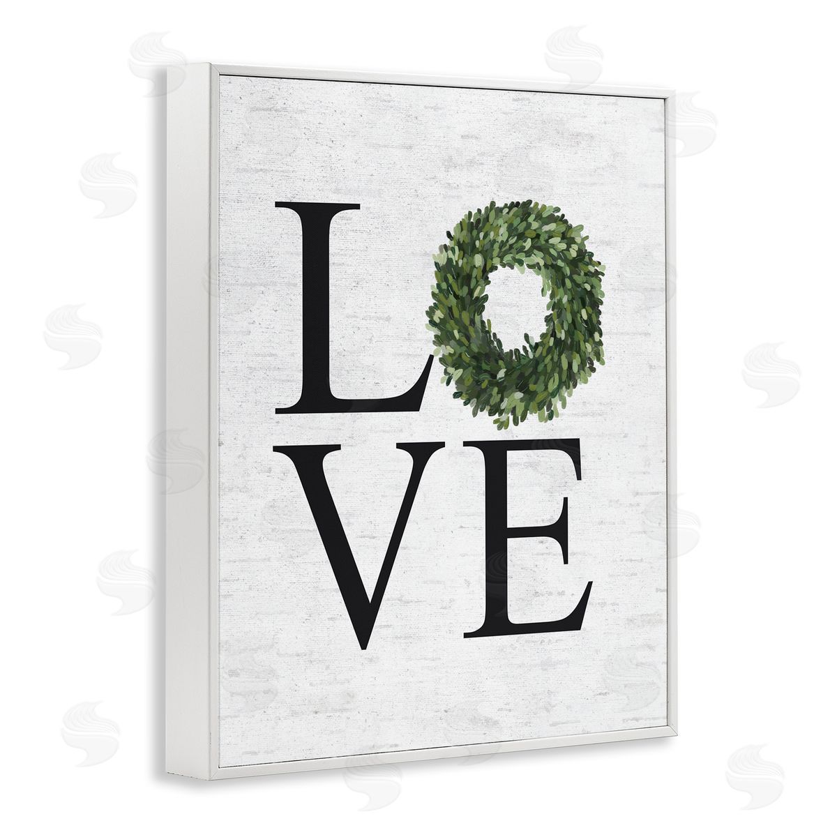 Love Green Wreath Accent White Frame Print Wall Art, Home Decor by Lettered and Lined