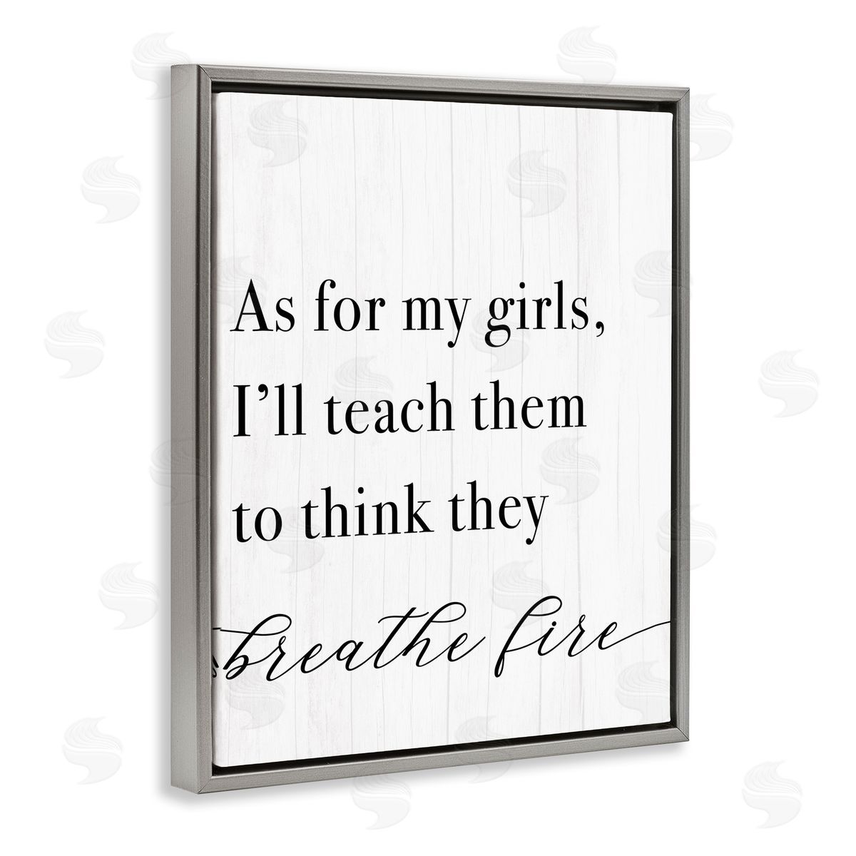 Teach Girls to Breath Fire Grey Floating Frame Canvas Wall Art, Home Decor by Stupell Studio