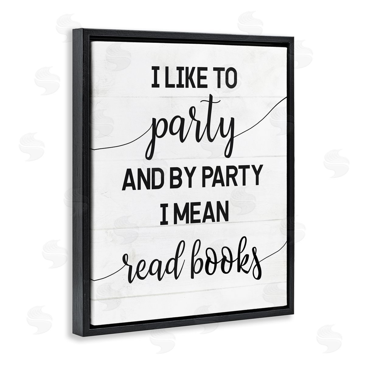 By Party I Mean Read Books Black Floating Frame Canvas Wall Art, Home Decor by Stupell Studio