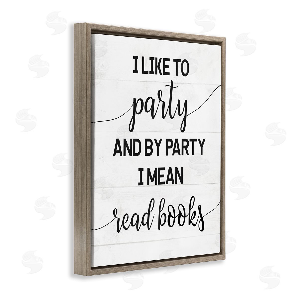 By Party I Mean Read Books Brown Floating Frame Canvas Wall Art, Home Decor by Stupell Studio