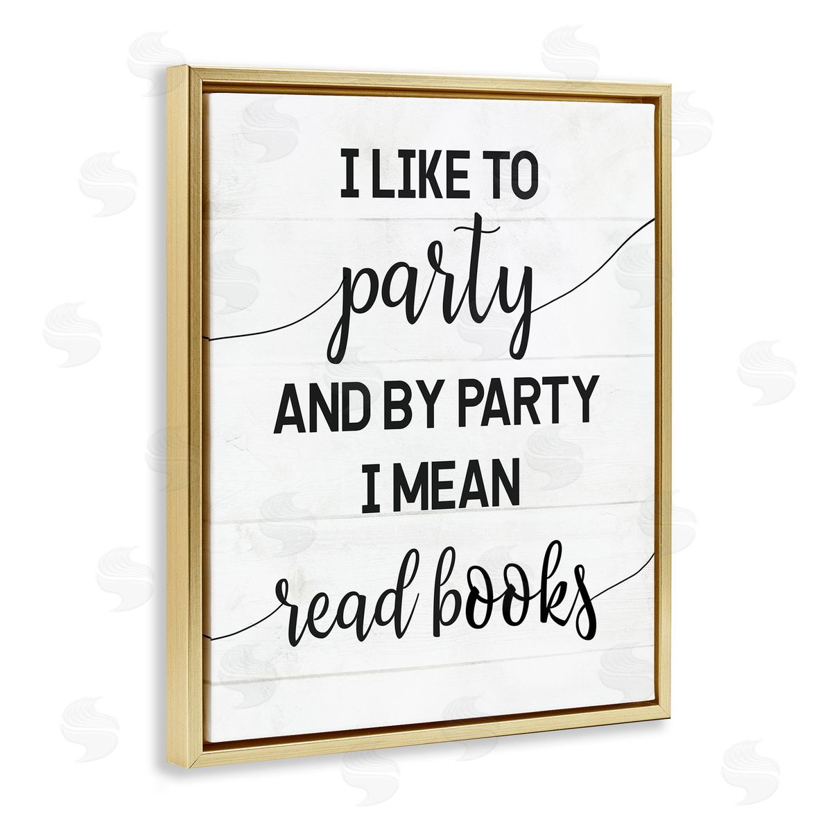 By Party I Mean Read Books Gold Floating Frame Canvas Wall Art, Home Decor by Stupell Studio