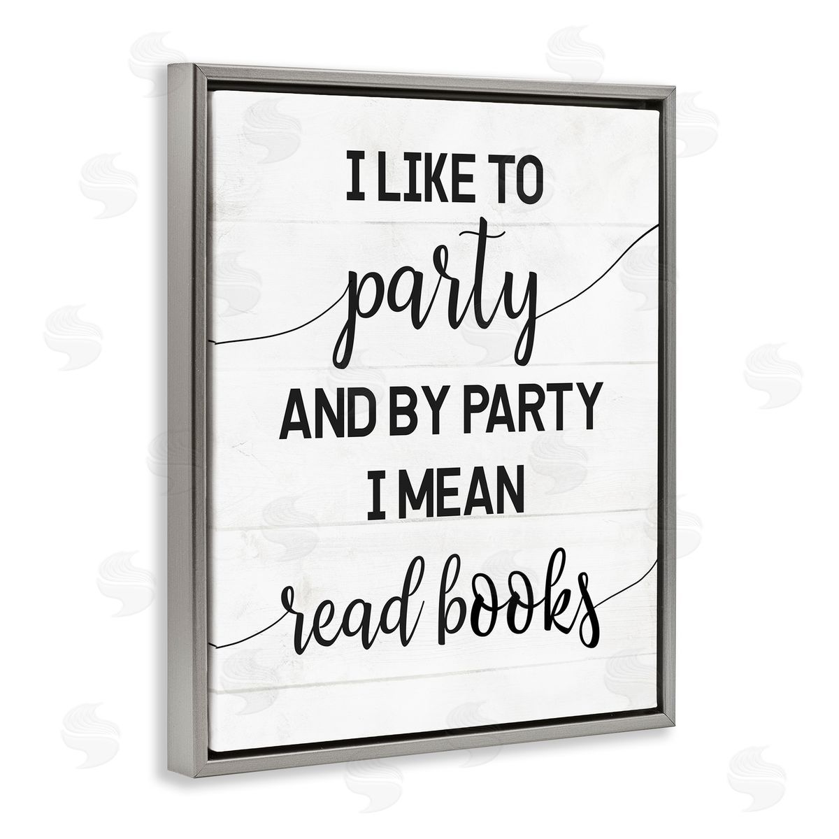 By Party I Mean Read Books Grey Floating Frame Canvas Wall Art, Home Decor by Stupell Studio