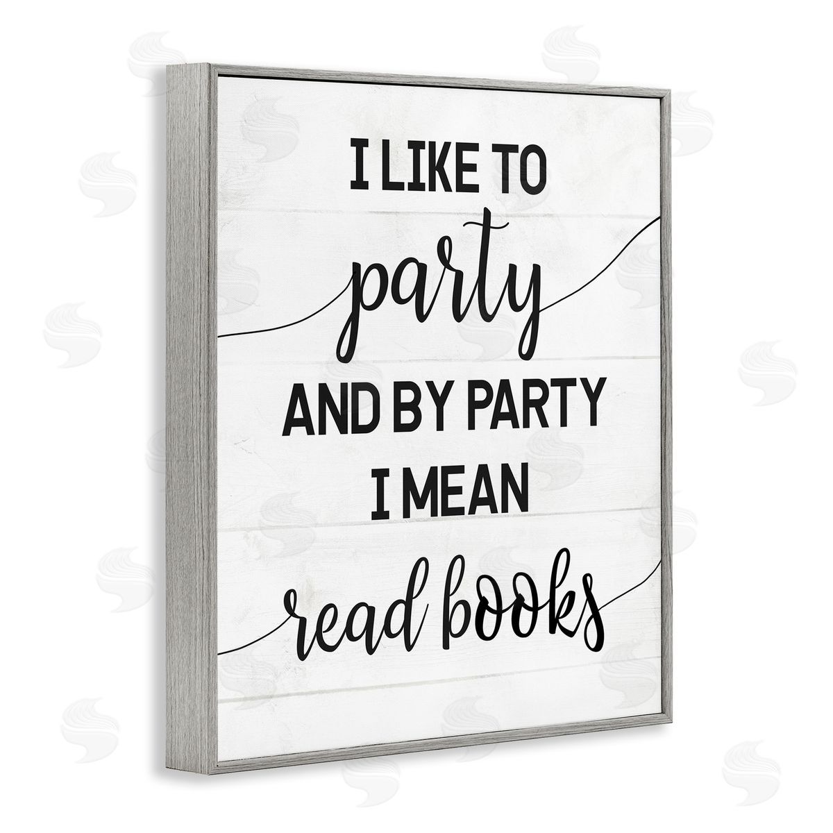 By Party I Mean Read Books Grey Frame Print Wall Art, Home Decor by Stupell Studio