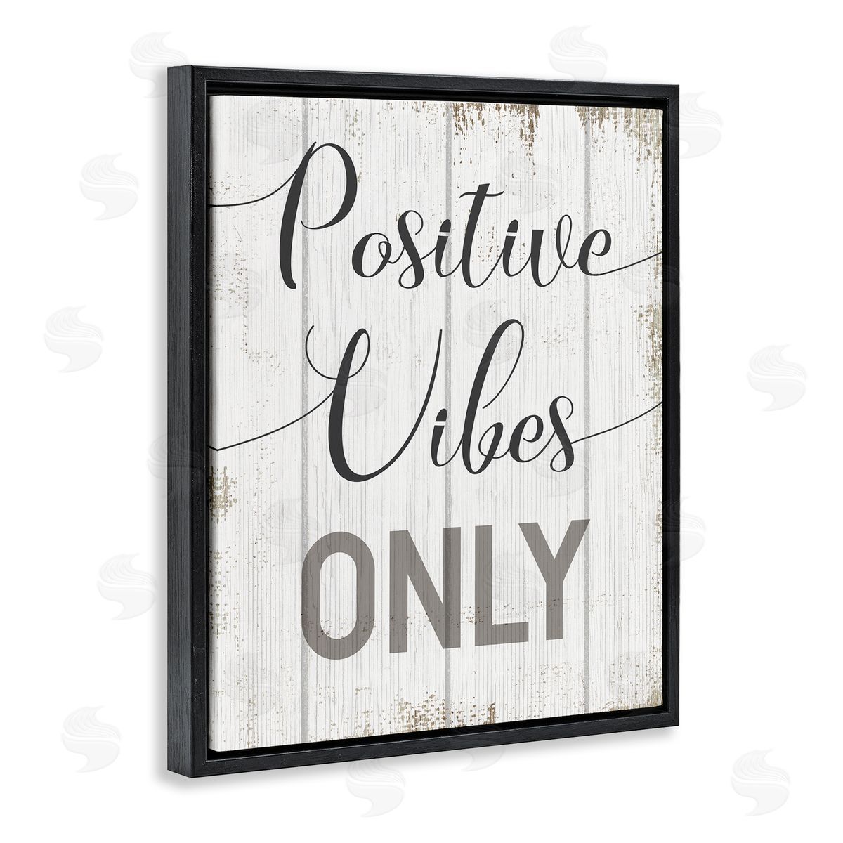 Positive Vibes Only Distressed Black Floating Frame Canvas Wall Art, Home Decor by Stupell Studio