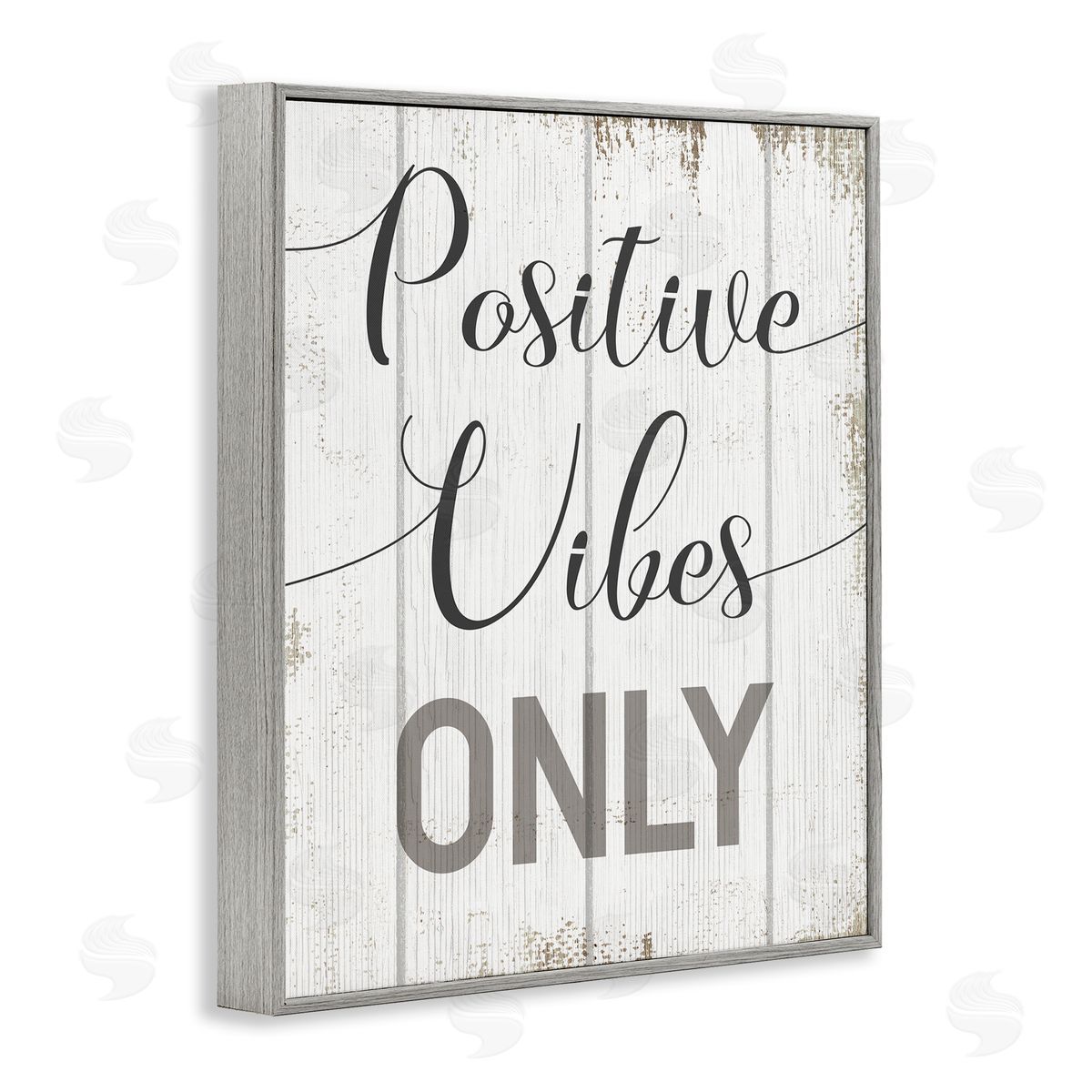 Positive Vibes Only Distressed Grey Frame Print Wall Art, Home Decor by Stupell Studio