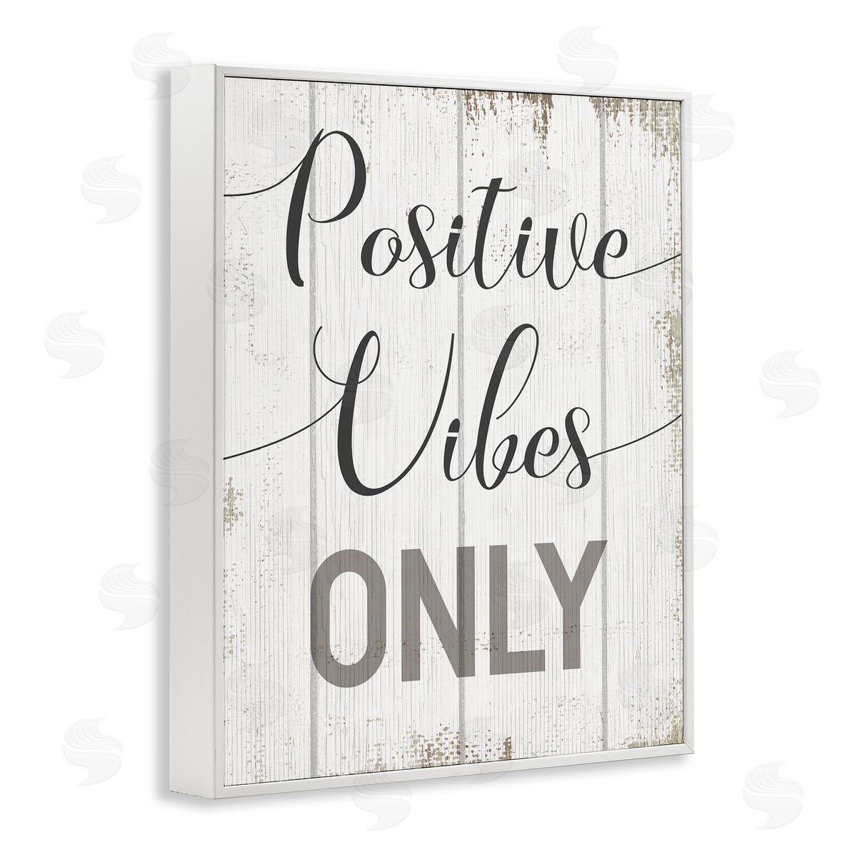 Positive Vibes Only Distressed White Frame Print Wall Art, Home Decor by Stupell Studio