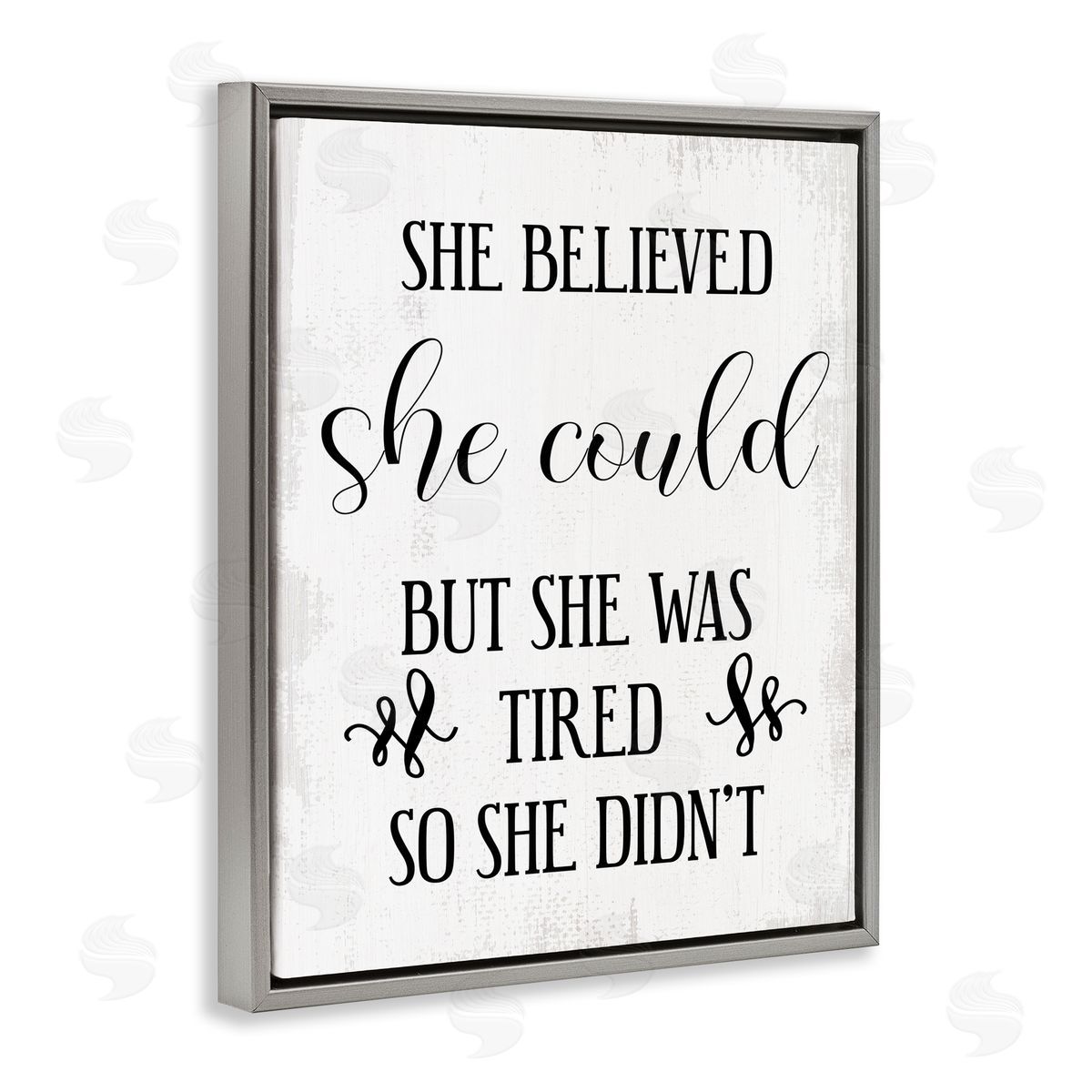 She Could But Was Tired Grey Floating Frame Canvas Wall Art, Home Decor by Stupell Studio