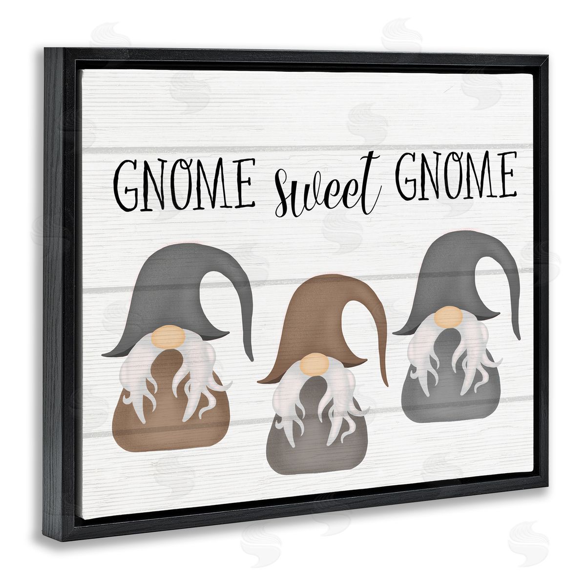 Gnome Sweet Gnome Trio Black Floating Frame Canvas Wall Art, Home Decor by Stupell Studio