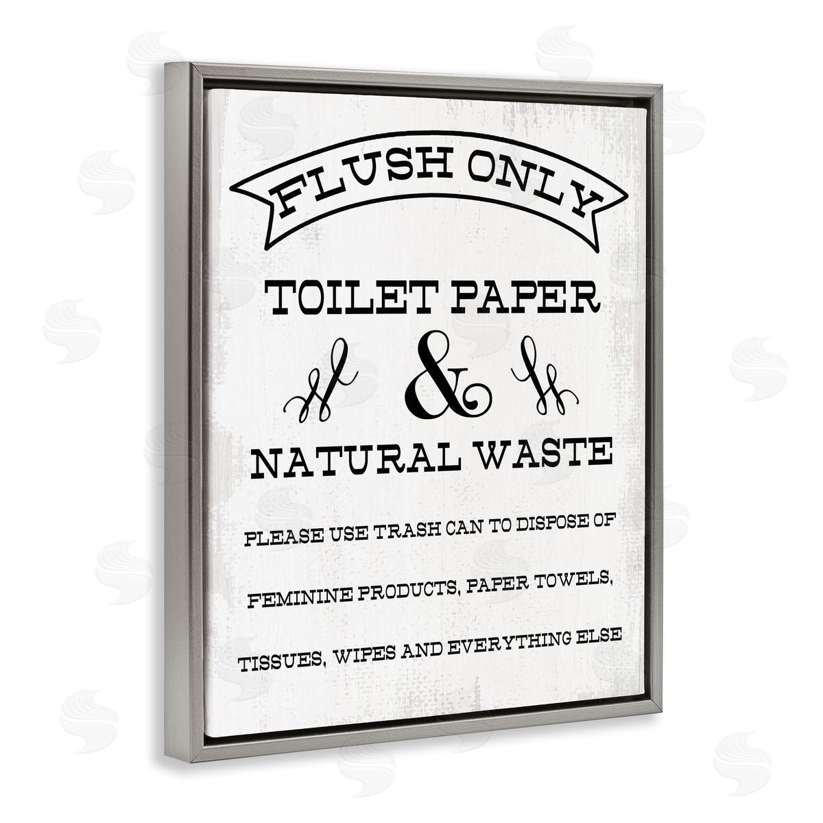Flush Toilet Paper Only Grey Floating Frame Canvas Wall Art, Home Decor by Stupell Studio